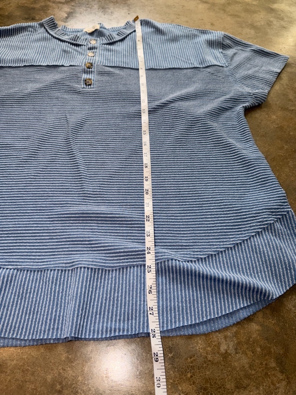 Urban Rose Blue Ribbed Henley Top Plus Size 2X Short Sleeve - Picture 5 of 8